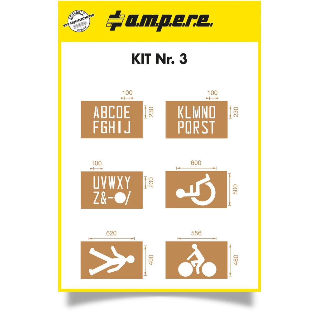 A.M.P.E.R.E. Set di stencil per marcatura del pavimento