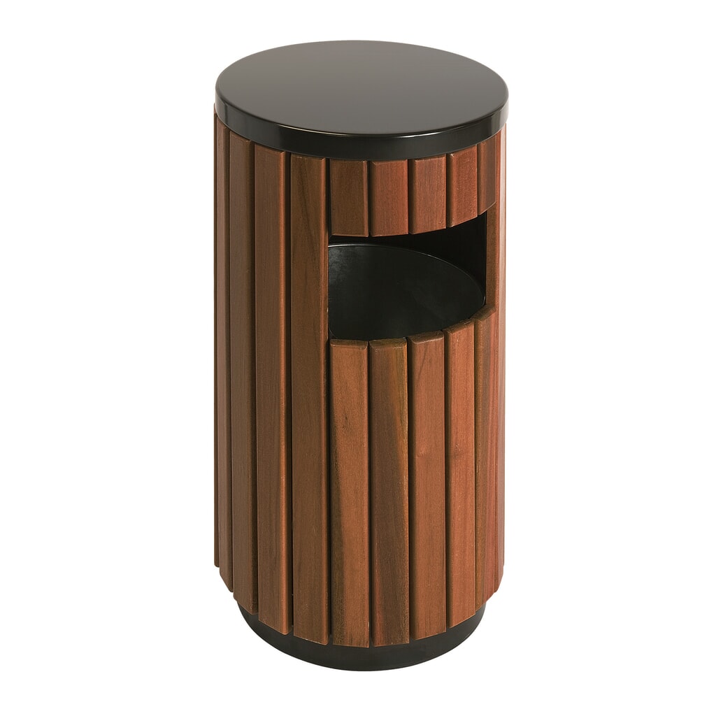 Contenitore per rifiuti effetto legno, per esterni, 33 litri Immagine del prodotto: Contenitore per rifiuti effetto legno, per esterni, 33 litri