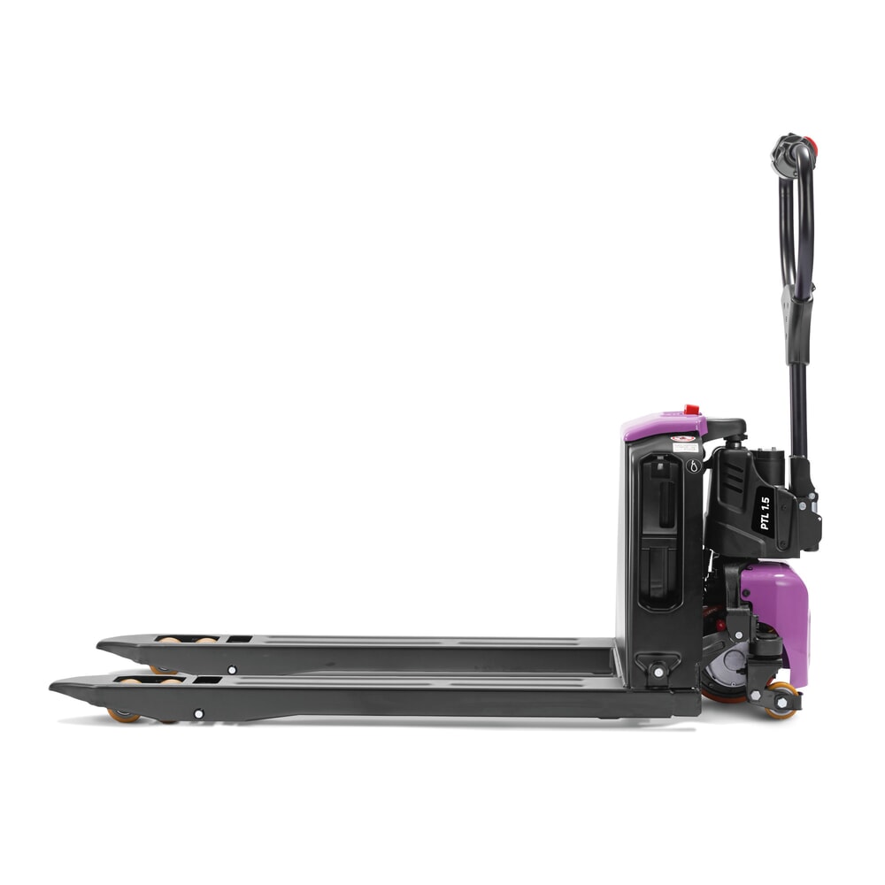 Immagine del prodotto n. 5: AntOn di Jungheinrich transpallet elettrico PTL 1.5 con ruote di supporto, extra largo per pallet speciali, portata 1.500 kg, lunghezza forche 1.150 mm