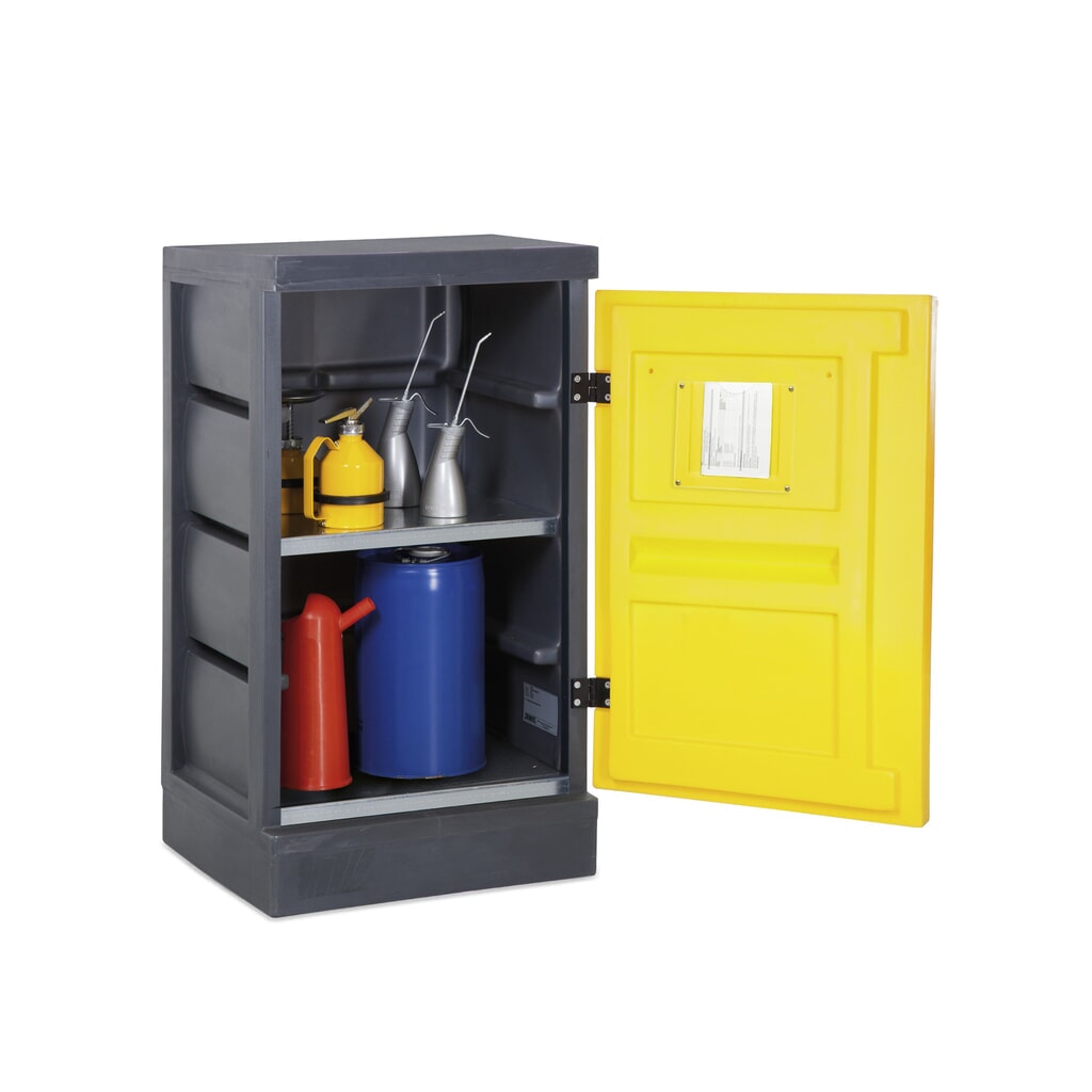 Denios armadietto per sostanze chimiche in PE, AxLxP 1.130 x 610 x 640 mm, 2 griglie in acciaio inox Immagine del prodotto: Denios armadietto per sostanze chimiche in PE, AxLxP 1.130 x 610 x 640 mm, 2 griglie in acciaio inox