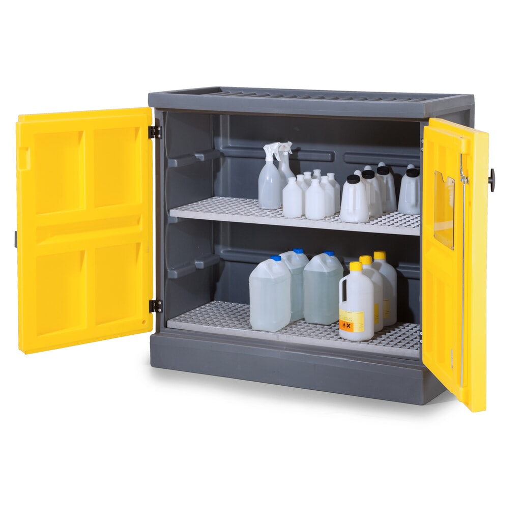 Immagine del prodotto: Denios armadietto per sostanze chimiche in PE, AxLxP 1.130 x 1.225 x 640 mm, 2 griglie in acciaio inox