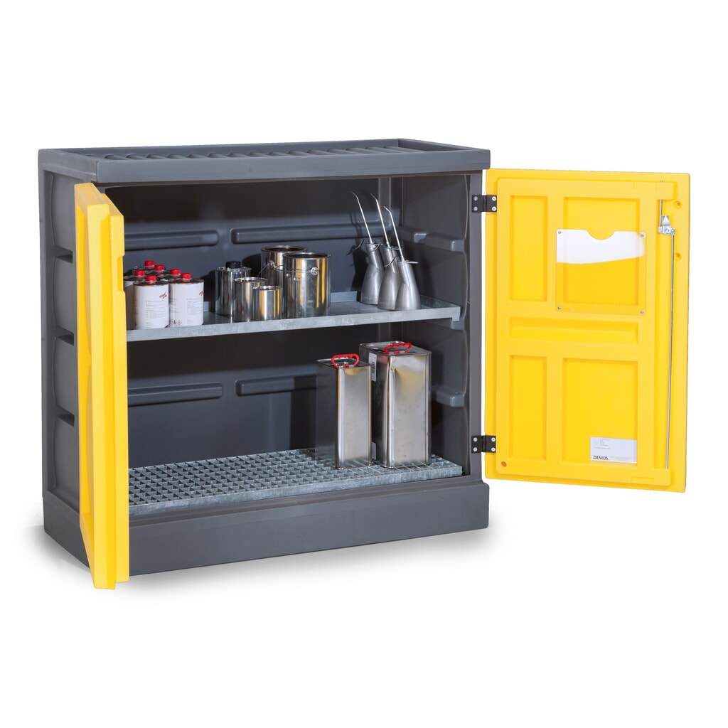 Immagine del prodotto: Denios armadietto per sostanze chimiche in PE, AxLxP 1.130 x 1.225 x 640 mm, 1 vasca di raccolta + 1 griglia zincata