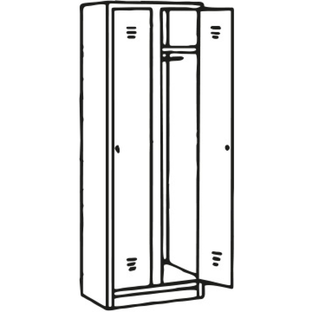 Immagine del prodotto n. 2: Armadietto spogliatoio con base HEMMDAL HG-S-2, chiusura a chiavistello, 2 scomparti, grigio chiaro