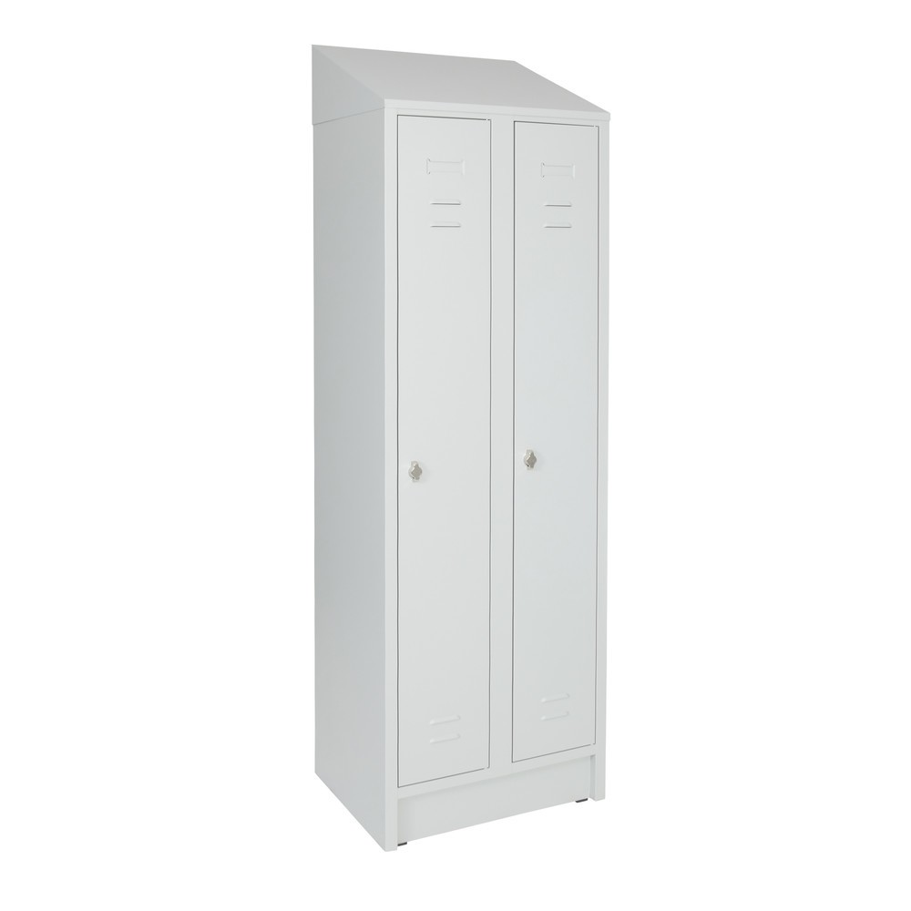 Immagine del prodotto n. 5: Armadietto spogliatoio con base HEMMDAL HG-S-2, chiusura a chiavistello, 2 scomparti, grigio chiaro