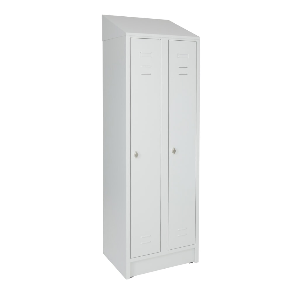 Immagine del prodotto n. 5: Armadietto spogliatoio con base HEMMDAL HG-S-2, chiusura a chiavistello, 2 scomparti, grigio chiaro