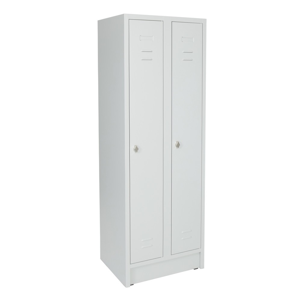 Immagine del prodotto: Armadietto spogliatoio con base HEMMDAL HG-S-2, chiusura a chiavistello, 2 scomparti, grigio chiaro