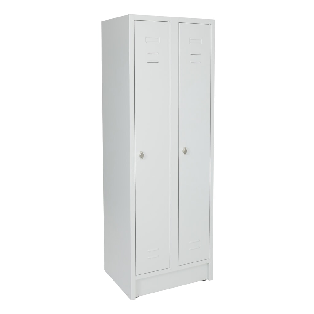 Immagine del prodotto: Armadietto spogliatoio con base HEMMDAL HG-S-2, chiusura a chiavistello, 2 scomparti, grigio chiaro
