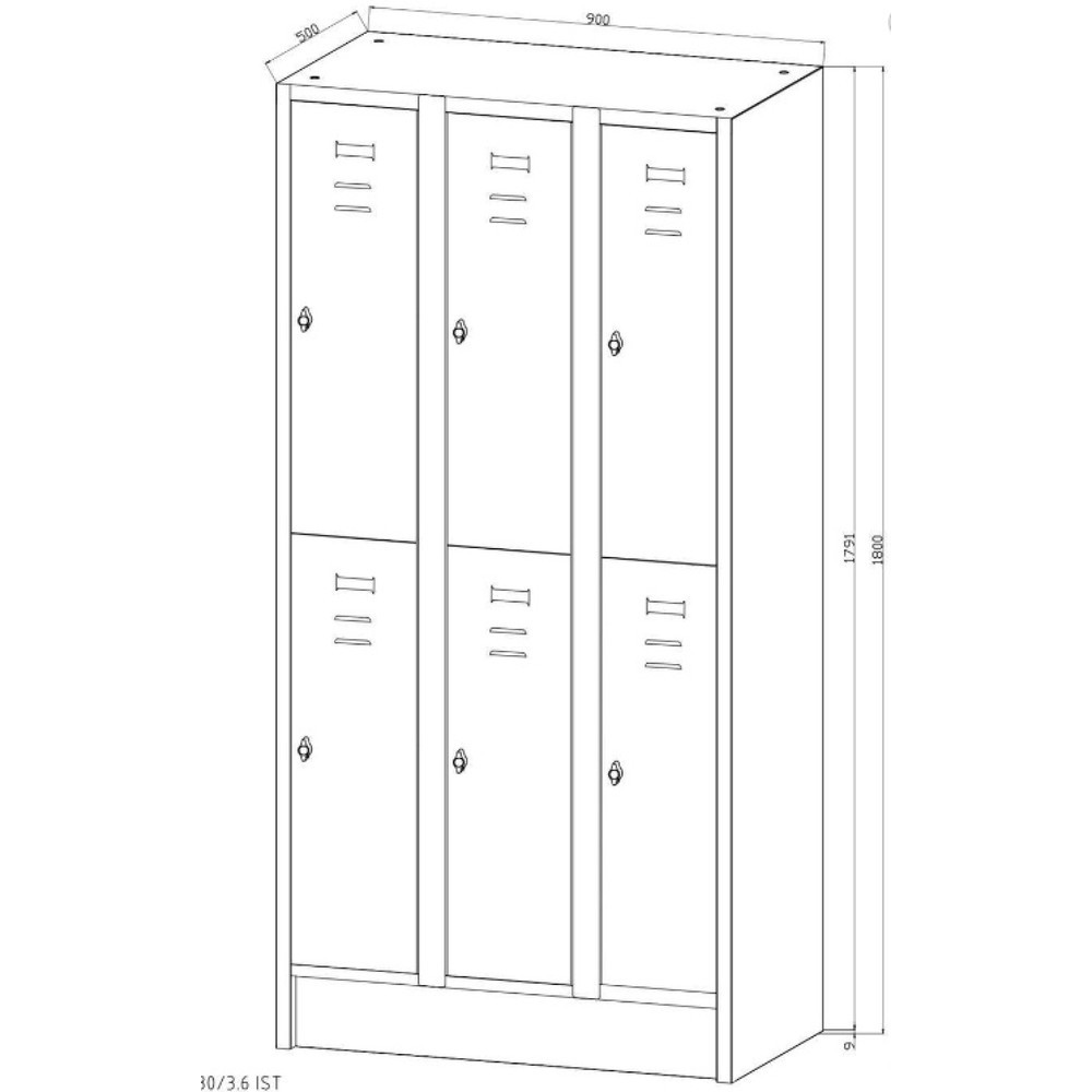 Immagine del prodotto n. 2: Armadietto spogliatoio HEMMDAL con base HG-S-1, chiusura a chiavistello, 2 livelli, 6 vani, grigio chiaro