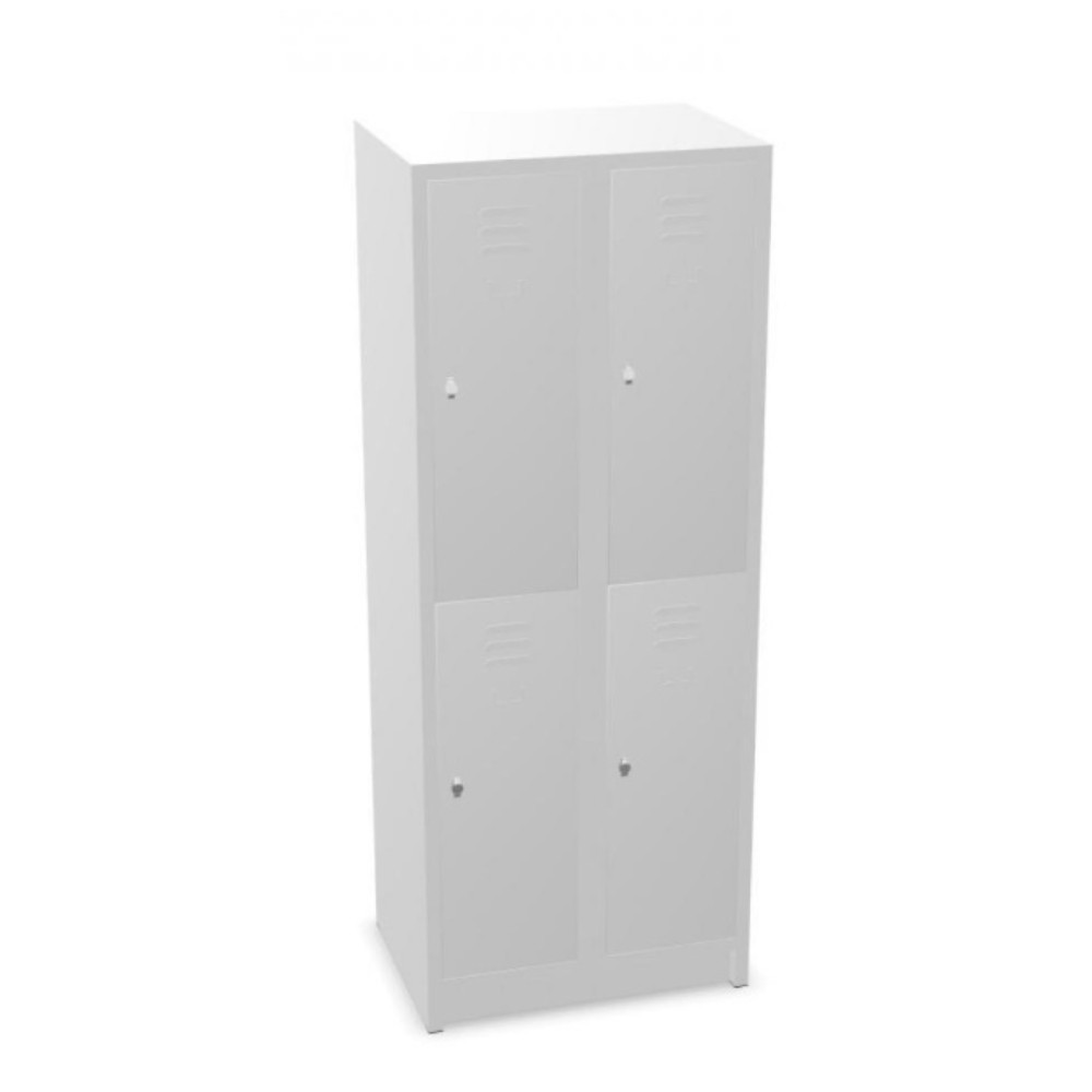 Immagine del prodotto: Armadietto spogliatoio con panca HEMMDAL HG-SB-2, chiusura a chiavistello, a 2 livelli, 4 vani, AxLxP 1.800 x 600 x 500 mm, grigio chiaro