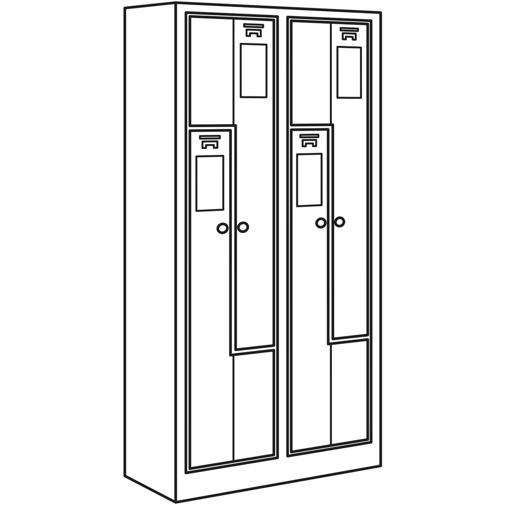 Immagine del prodotto n. 3: Armadietto spogliatoio HEMMDAL Z HDZ-1, serratura a cilindro, 4 scomparti, grigio chiaro