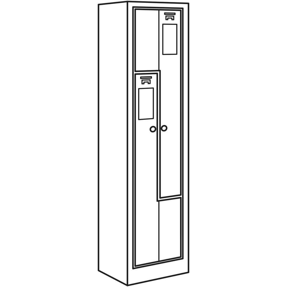 Immagine del prodotto n. 2: Armadietto spogliatoio HEMMDAL Z HDZ-1, serratura a cilindro, 2 scomparti, grigio chiaro