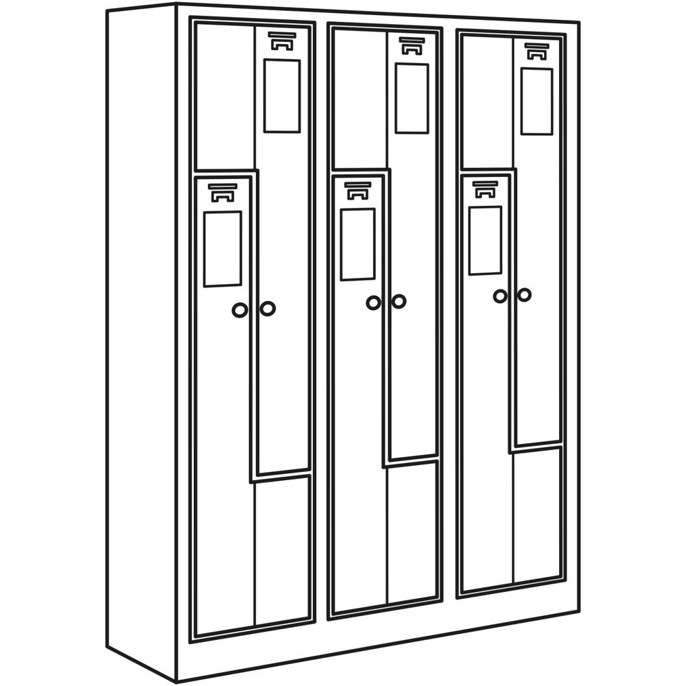 Immagine del prodotto n. 3: Armadietto spogliatoio HEMMDAL Z HDZ-1, serratura a cilindro, 6 scomparti, grigio chiaro