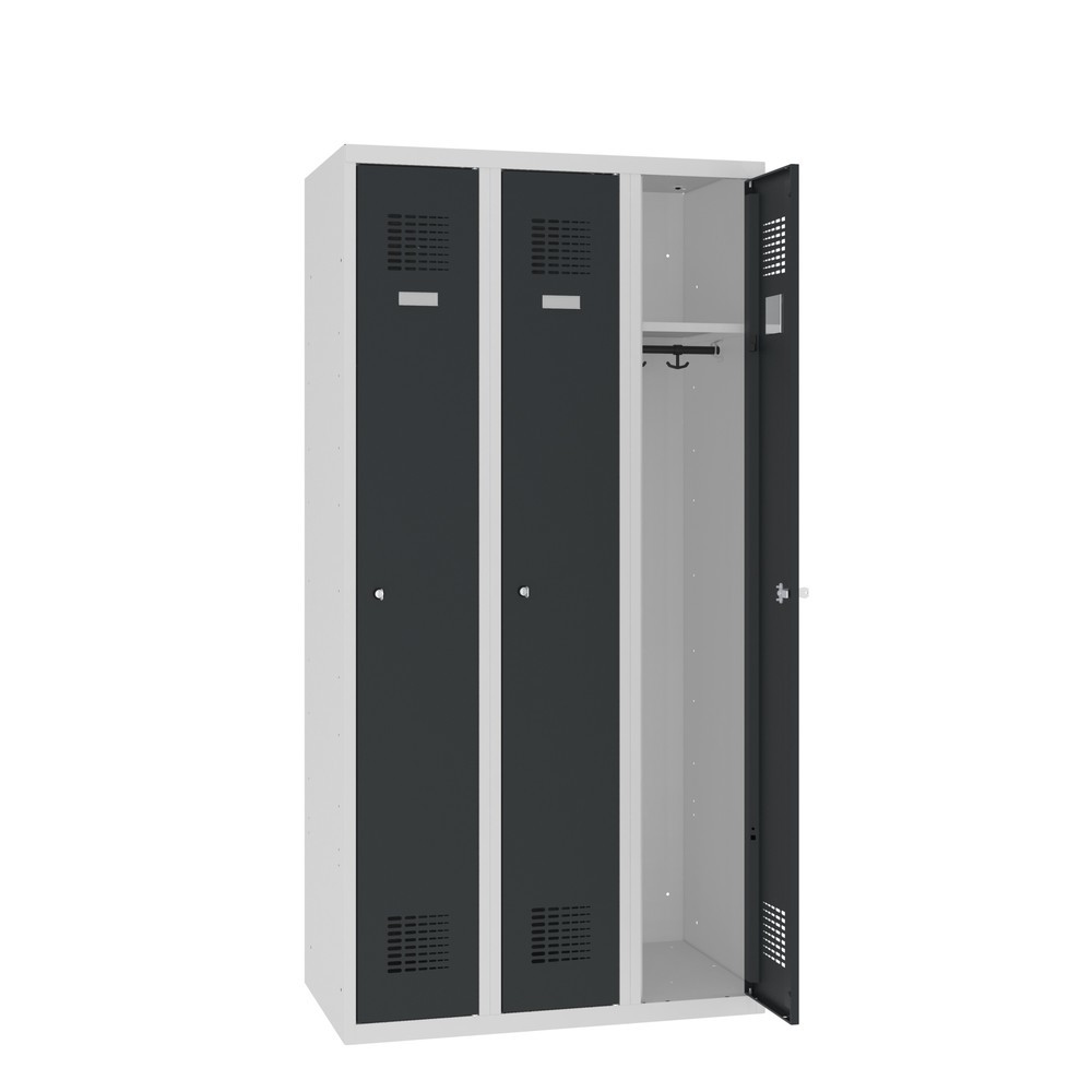 Immagine del prodotto: Armadietto Steinbock®, a pavimento, 3 scomparti, serratura a cilindro, AxLxP 1.800 x 900 x 500 mm, grigio chiaro/grigio antracite