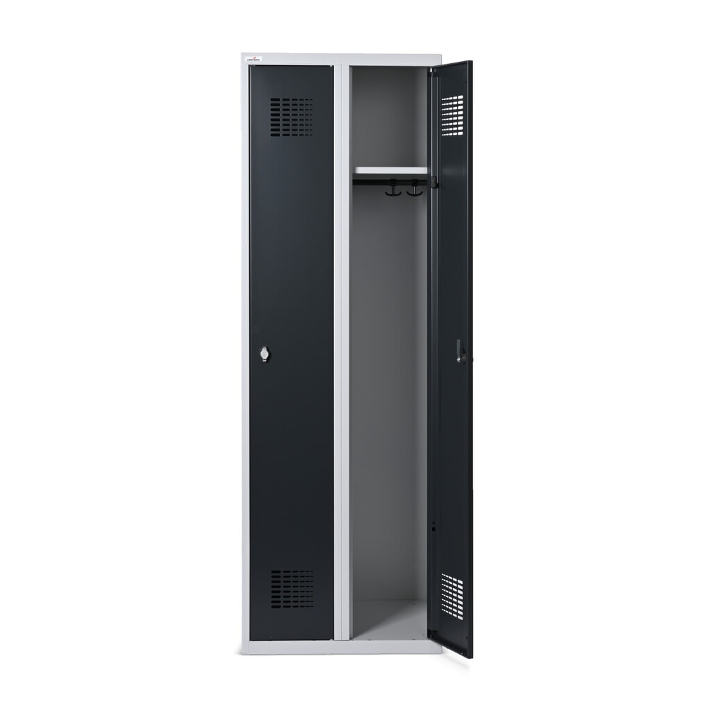 Armadietto Steinbock®, a pavimento, 2 scomparti, chiusura a chiavistello, AxLxP 1.800 x 600 x 500 mm, grigio chiaro/grigio antracite Immagine del prodotto n. 4: Armadietto Steinbock®, a pavimento, 2 scomparti, chiusura a chiavistello, AxLxP 1.800 x 600 x 500 mm, grigio chiaro/grigio antracite