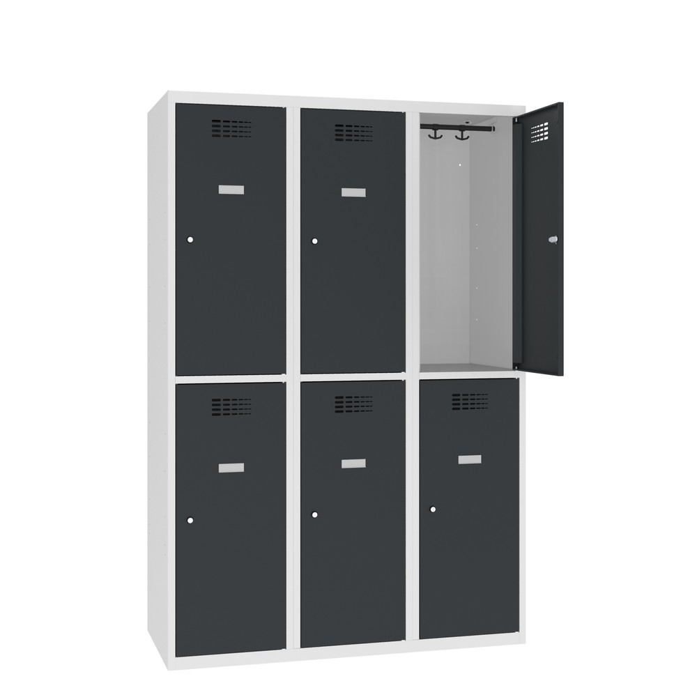 Immagine del prodotto: Armadietto Steinbock®, a pavimento, a 2 livelli, 6 scomparti, chiusura a chiavistello, AxLxP 1.800 x 1200 x 500 mm, grigio chiaro/grigio antracite