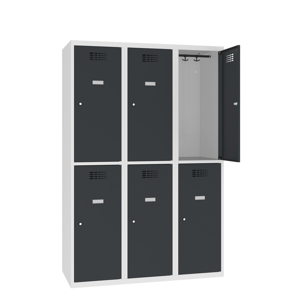 Immagine del prodotto: Armadietto Steinbock®, a pavimento, a 2 livelli, 6 scomparti, serratura a cilindro, AxLxP 1.800 x 1200 x 500 mm, grigio chiaro/grigio antracite