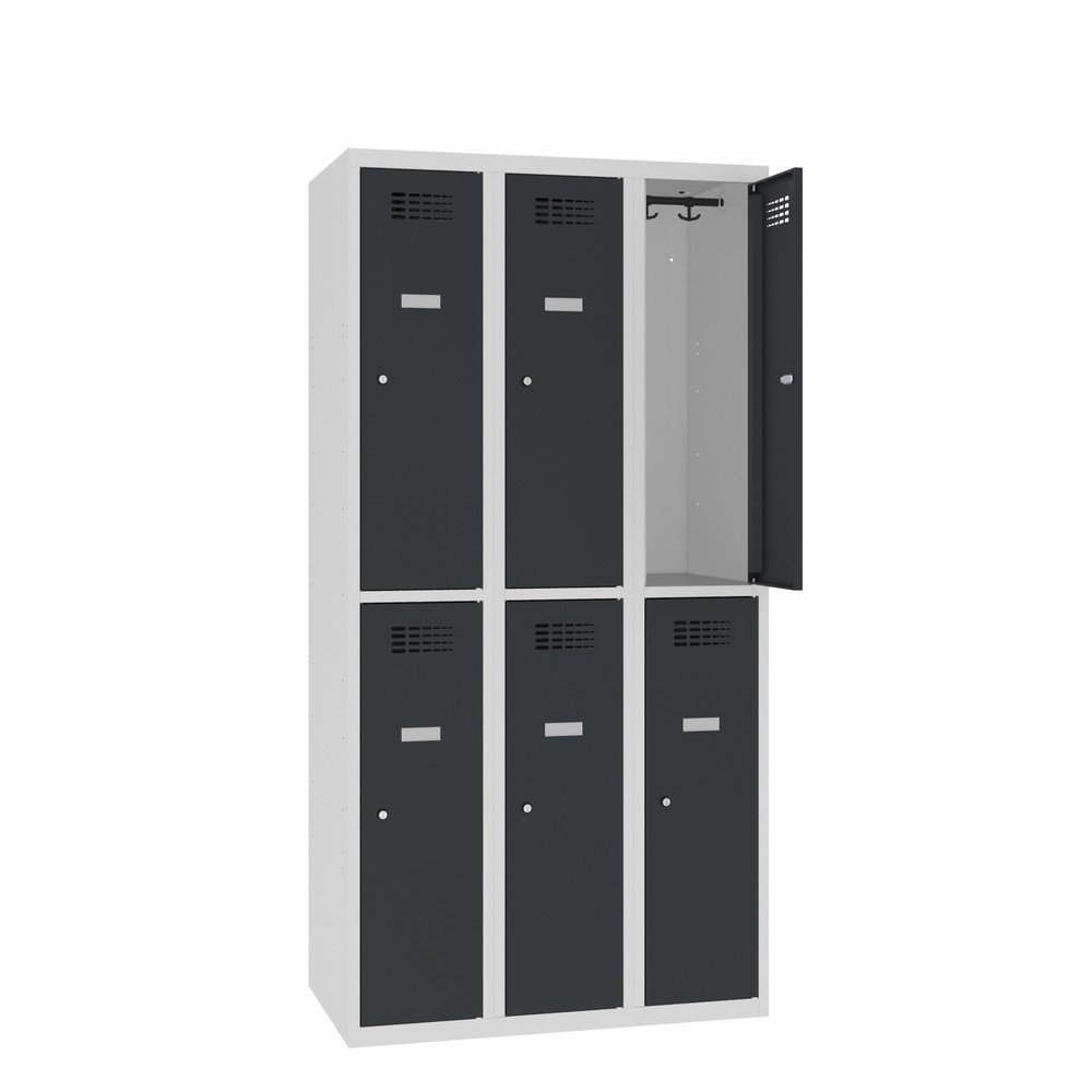 Immagine del prodotto n. 1: Armadietto Steinbock®, a pavimento, a 2 livelli, 6 scomparti, chiusura a chiavistello, AxLxP 1.800 x 900 x 500 mm, grigio chiaro/grigio antracite