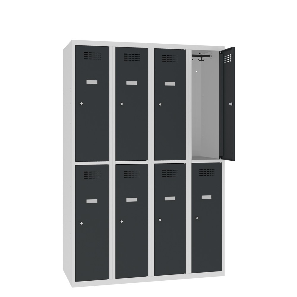 Immagine del prodotto: Armadietto Steinbock®, a pavimento, a 2 livelli, 8 scomparti, serratura a cilindro, AxLxP 1.800 x 1.200 x 500 mm, grigio chiaro/grigio antracite