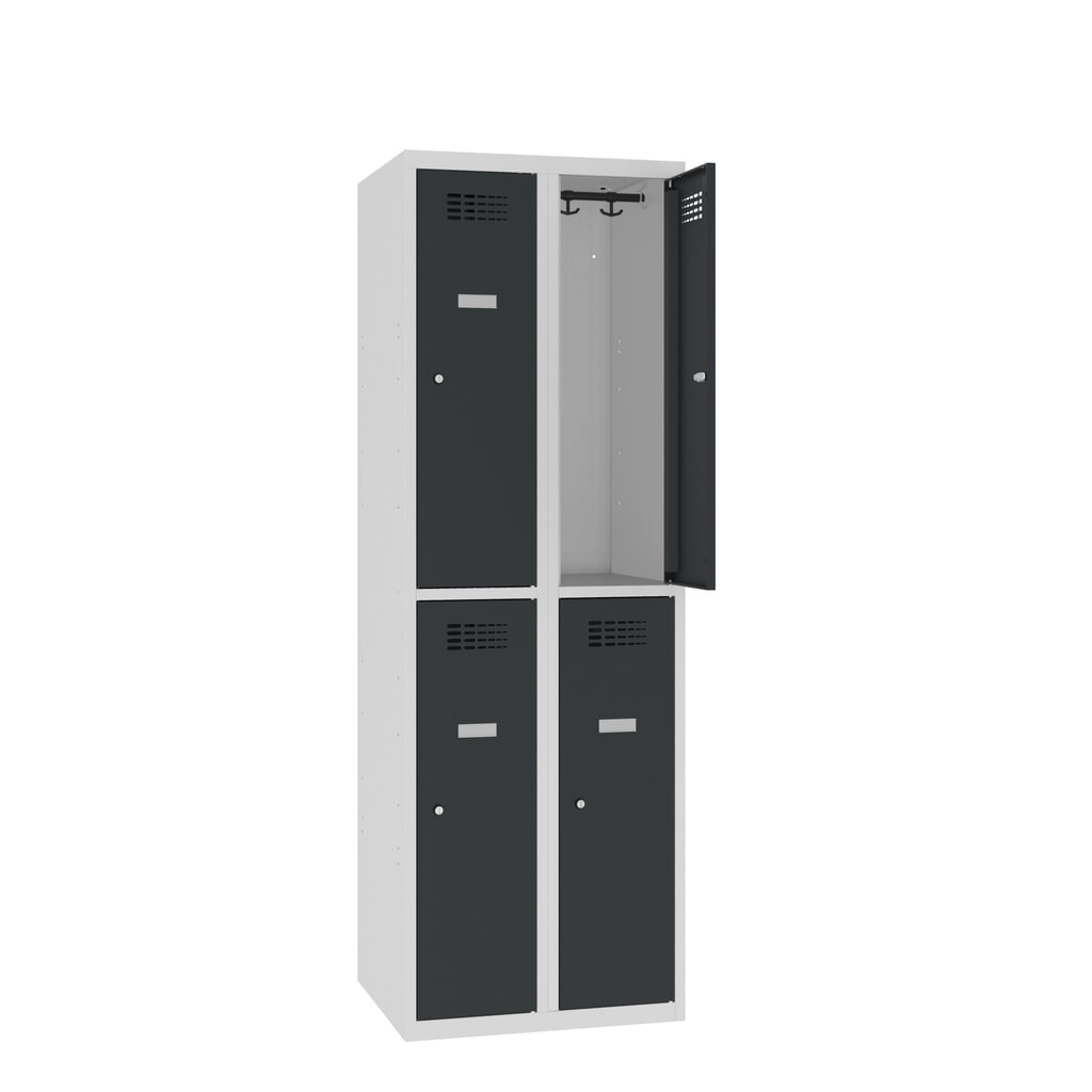 Immagine del prodotto n. 1: Armadietto Steinbock®, a pavimento, a 2 livelli, 4 scomparti, chiusura a chiavistello, AxLxP 1.800 x 600 x 500 mm, grigio chiaro/grigio antracite