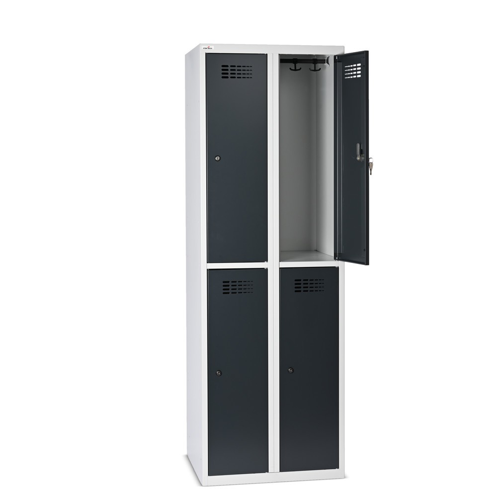 Immagine del prodotto n. 6: Armadietto Steinbock®, a pavimento, a 2 livelli, 4 scomparti, serratura a cilindro, AxLxP 1.800 x 600 x 500 mm, grigio chiaro/grigio antracite