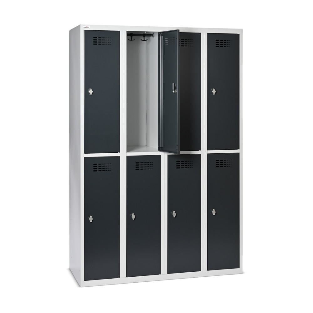 Immagine del prodotto n. 8: Armadietto Steinbock®, a pavimento, a 2 livelli, 8 scomparti, chiusura a chiavistello, AxLxP 1.800 x 1.200 x 500 mm, grigio chiaro/grigio antracite