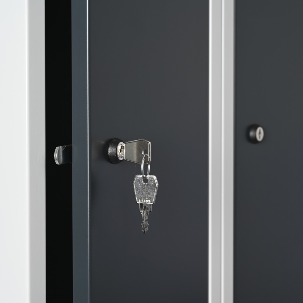 Immagine del prodotto n. 5: Armadietto Steinbock®, a pavimento, a 2 livelli, 4 scomparti, serratura a cilindro, AxLxP 1.800 x 800 x 500 mm, grigio chiaro/grigio antracite