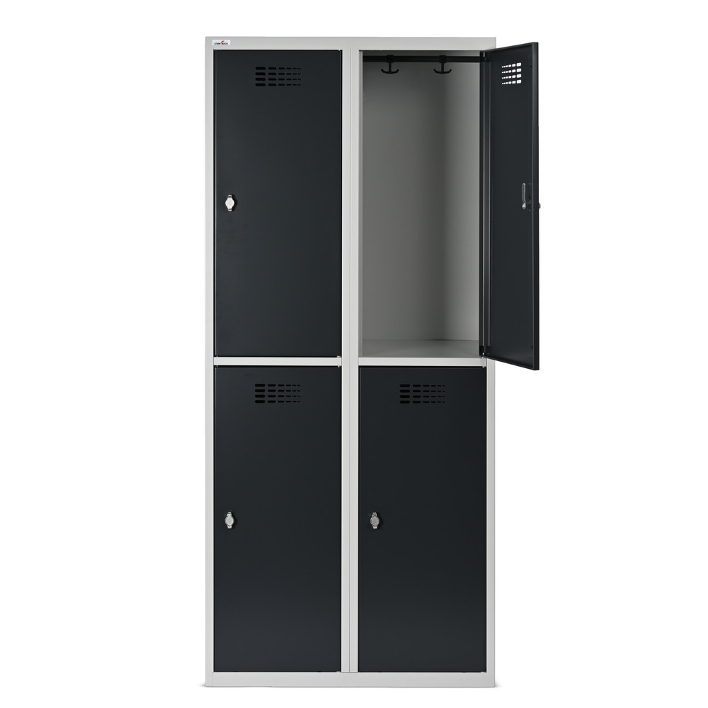Immagine del prodotto n. 12: Armadietto Steinbock®, a pavimento, a 2 livelli, 4 scomparti, chiusura a chiavistello, AxLxP 1.800 x 800 x 500 mm, grigio chiaro/grigio antracite