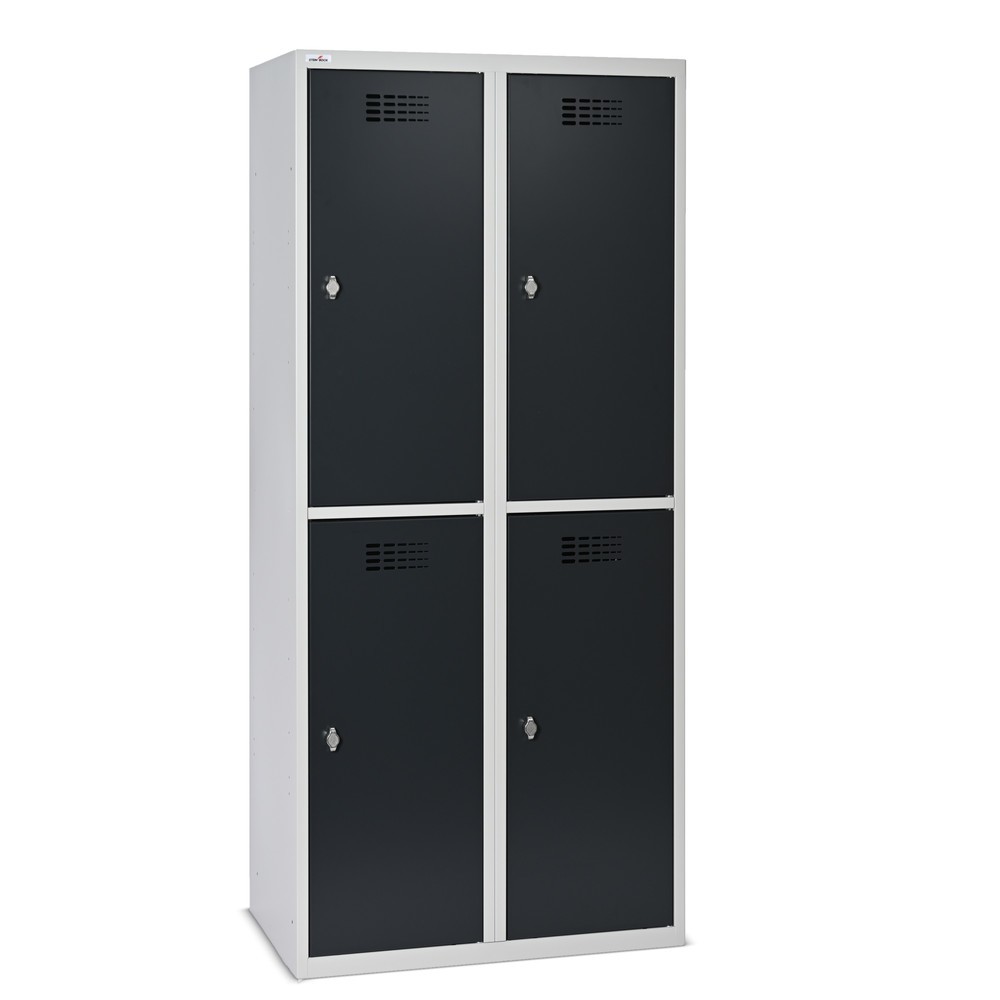 Immagine del prodotto: Armadietto Steinbock®, a pavimento, a 2 livelli, 4 scomparti, chiusura a chiavistello, AxLxP 1.800 x 800 x 500 mm, grigio chiaro/grigio antracite