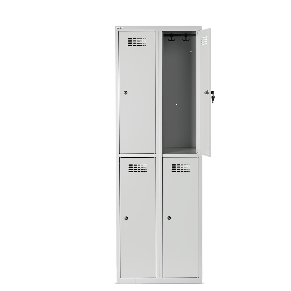 Immagine del prodotto n. 8: Armadietto Steinbock®, a pavimento, a 2 livelli, 4 scomparti, serratura a cilindro, AxLxP 1.800 x 600 x 500 mm, grigio chiaro/grigio antracite