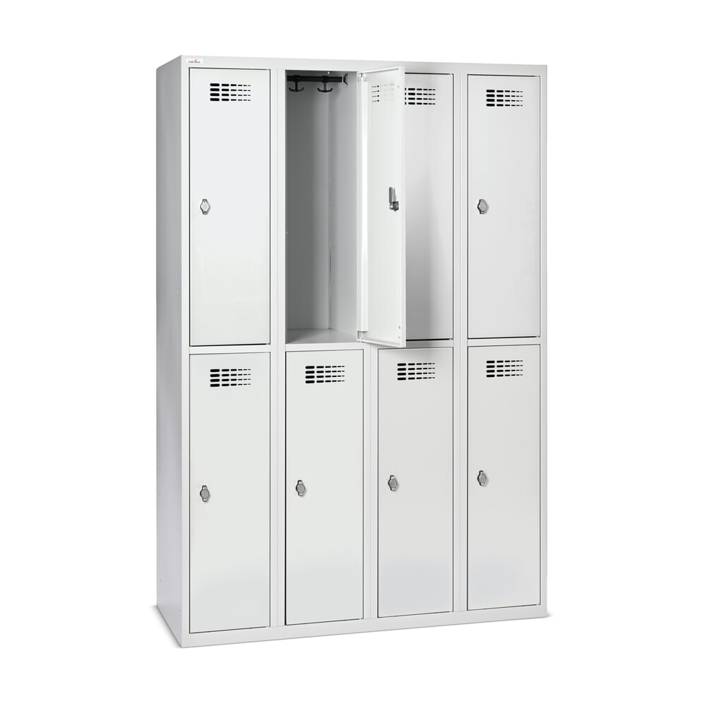 Immagine del prodotto n. 8: Armadietto Steinbock®, a pavimento, a 2 livelli, 8 scomparti, chiusura a chiavistello, AxLxP 1.800 x 1.200 x 500 mm, grigio chiaro/grigio antracite