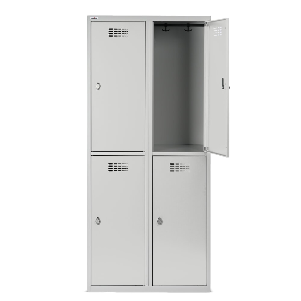 Immagine del prodotto n. 7: Armadietto Steinbock®, a pavimento, a 2 livelli, 4 scomparti, chiusura a chiavistello, AxLxP 1.800 x 800 x 500 mm, grigio chiaro/grigio antracite