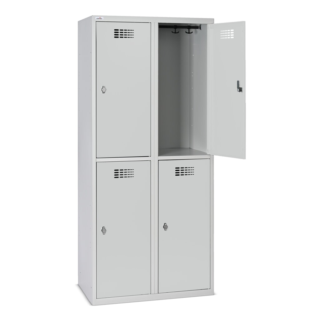 Immagine del prodotto n. 9: Armadietto Steinbock®, a pavimento, a 2 livelli, 4 scomparti, chiusura a chiavistello, AxLxP 1.800 x 800 x 500 mm, grigio chiaro/grigio antracite
