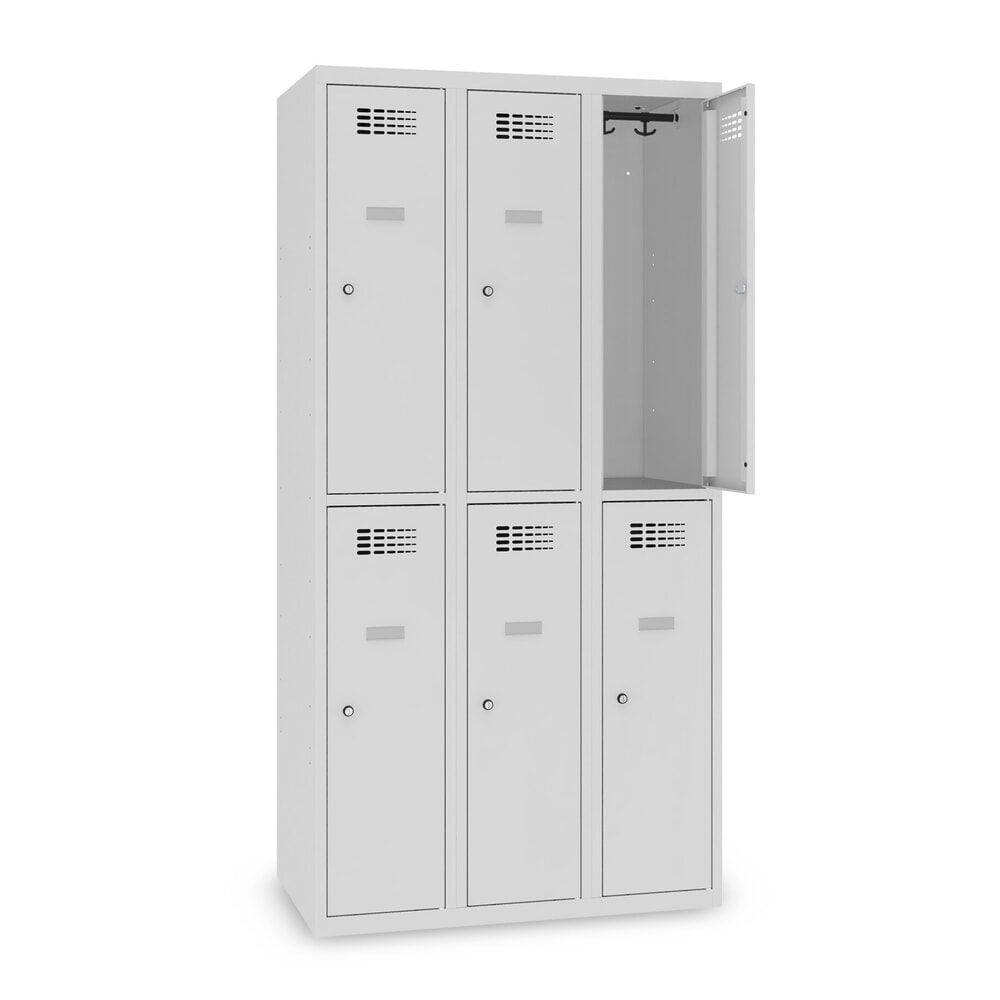 Immagine del prodotto n. 1: Armadietto Steinbock®, a pavimento, a 2 livelli, 6 scomparti, chiusura a chiavistello, AxLxP 1.800 x 900 x 500 mm, grigio chiaro/grigio antracite