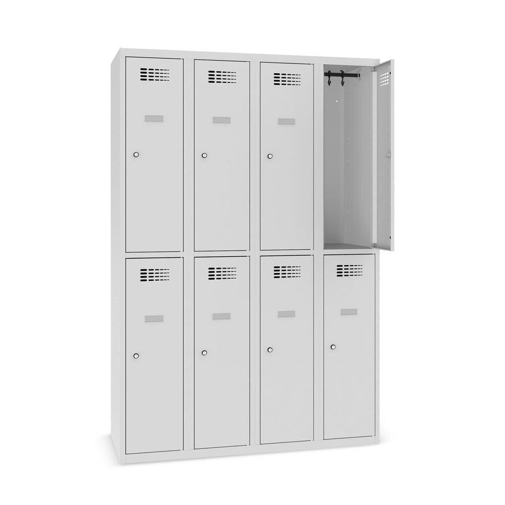 Immagine del prodotto n. 8: Armadietto Steinbock®, a pavimento, a 2 livelli, 8 scomparti, serratura a cilindro, AxLxP 1.800 x 1.200 x 500 mm, grigio chiaro/grigio antracite