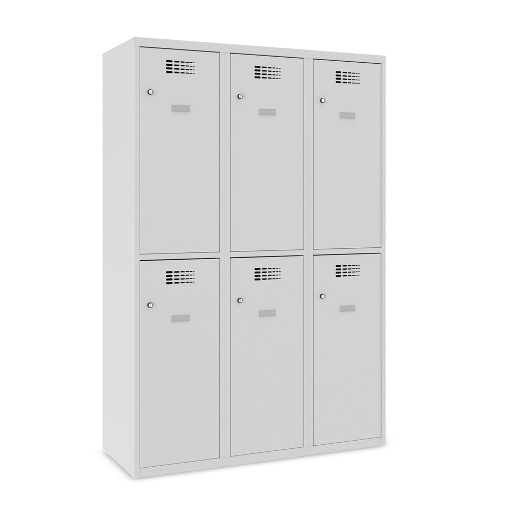 Immagine del prodotto: Armadietto Steinbock®, a pavimento, a 2 livelli, 6 scomparti, serratura a cilindro, AxLxP 1.800 x 1200 x 500 mm, grigio chiaro/grigio antracite