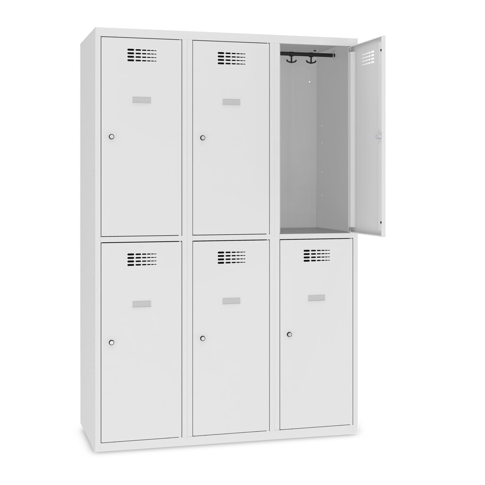 Immagine del prodotto: Armadietto Steinbock®, a pavimento, a 2 livelli, 6 scomparti, chiusura a chiavistello, AxLxP 1.800 x 1200 x 500 mm, grigio chiaro/grigio antracite