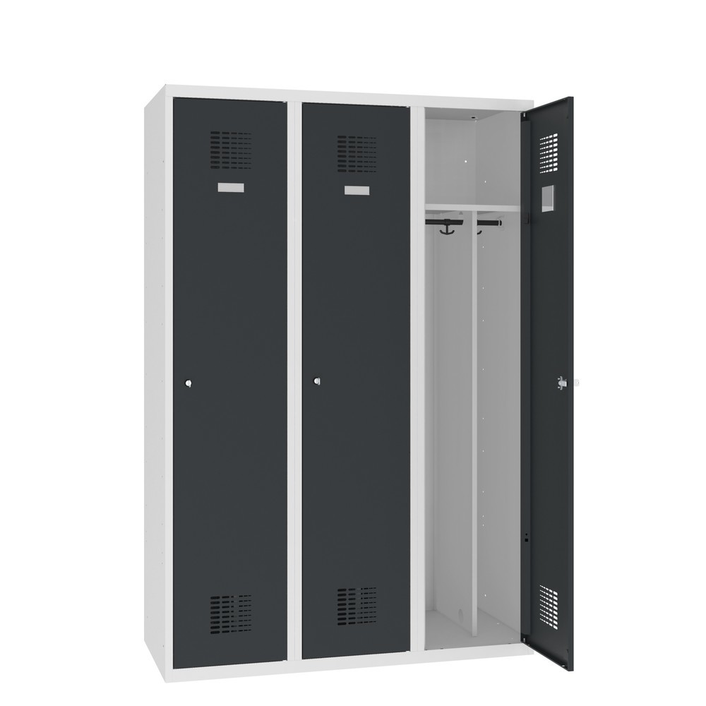 Immagine del prodotto n. 1: Armadietto doppio Steinbock®, a pavimento, 3 scomparti, divisorio centrale, serratura a cilindro, AxLxP 1.800 x 1200 x 500 mm, grigio chiaro/grigio antracite