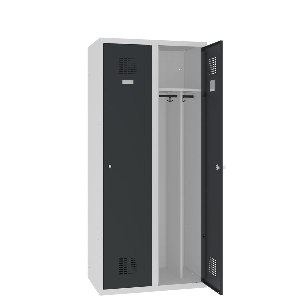 Immagine del prodotto: Armadietto doppio Steinbock®, a pavimento, 2 scomparti, divisorio centrale, serratura a cilindro, AxLxP 1.800 x 800 x 500 mm, grigio chiaro/grigio antracite
