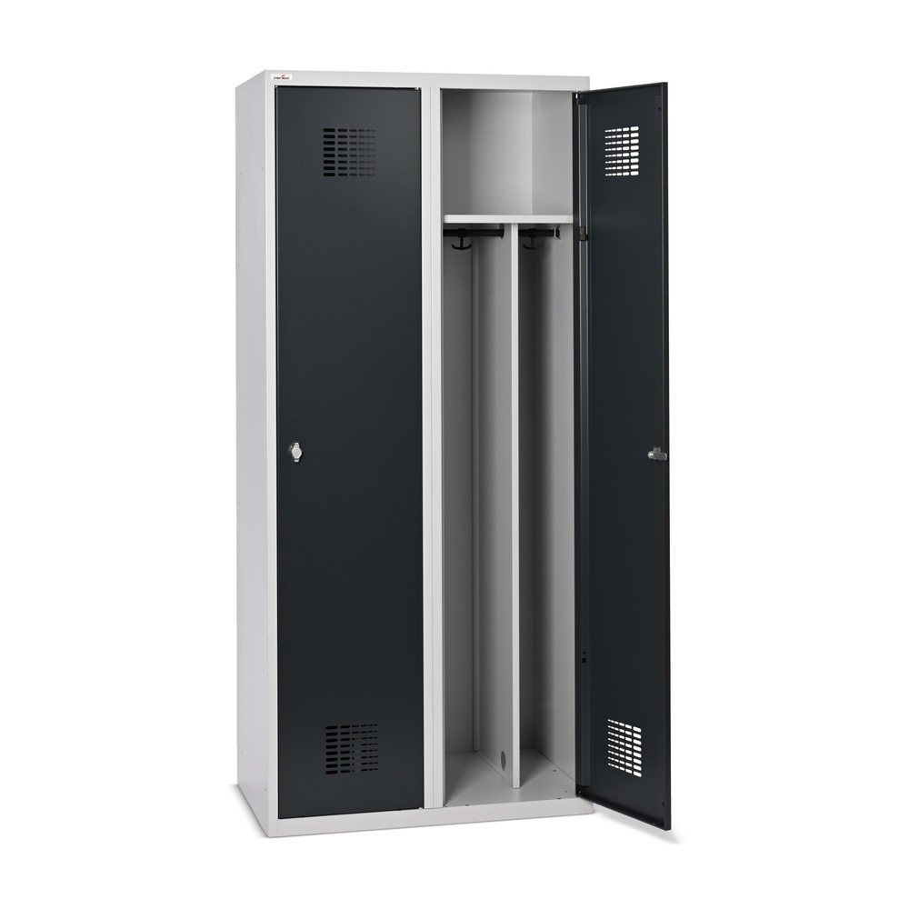 Immagine del prodotto n. 7: Armadietto doppio Steinbock®, a pavimento, 2 scomparti, divisorio centrale, chiusura a chiavistello, AxLxP 1.800 x 800 x 500 mm, grigio chiaro/grigio antracite