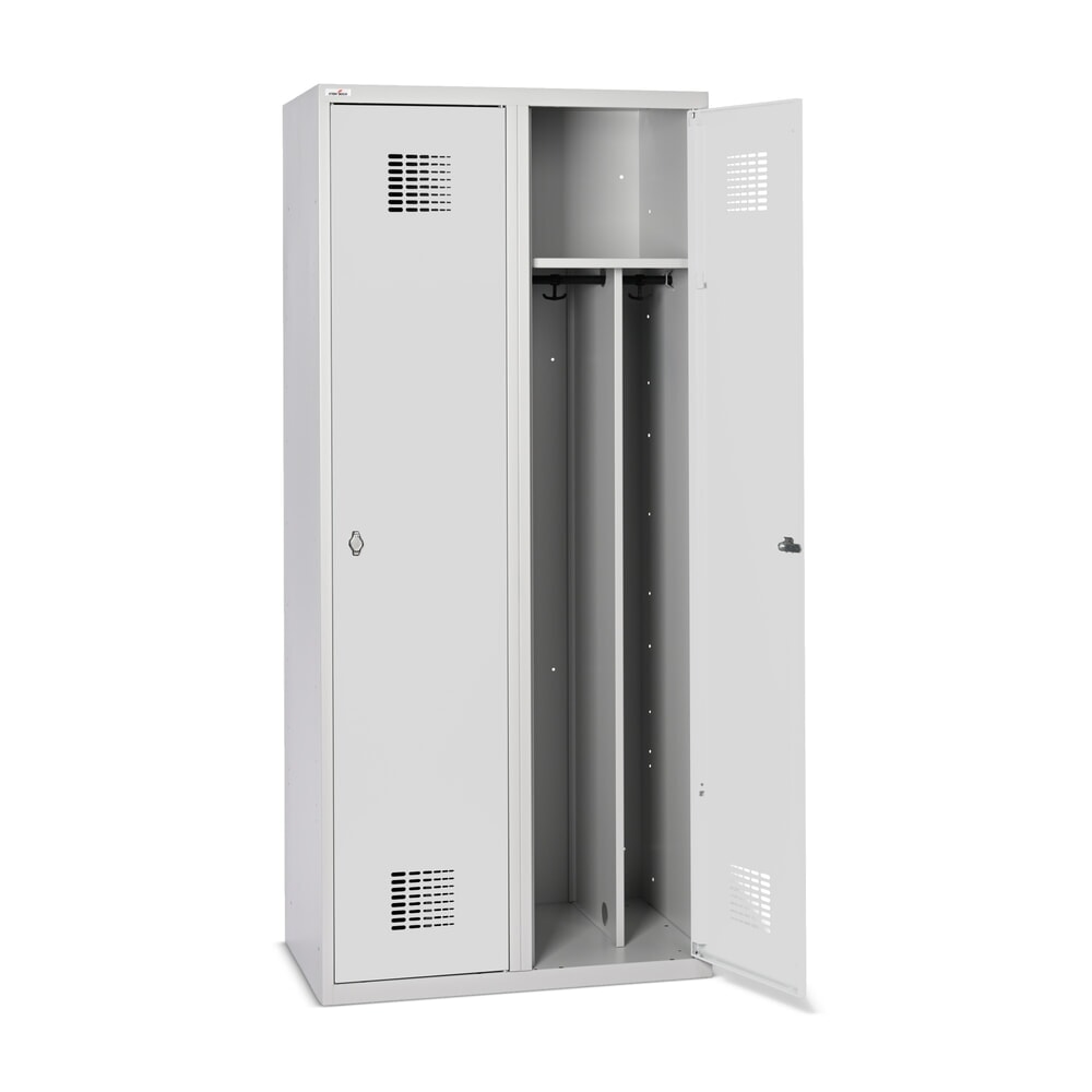 Immagine del prodotto n. 9: Armadietto Steinbock® con base, 2 scomparti, divisorio centrale, chiusura a chiavistello, AxLxP 1.800 x 800 x 500 mm, grigio chiaro/grigio antracite
