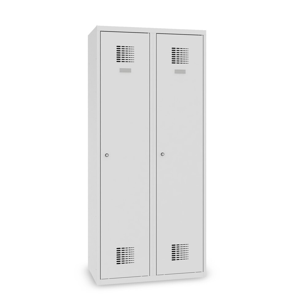Immagine del prodotto n. 1: Armadietto Steinbock® con base, 2 scomparti, divisorio centrale, serratura a cilindro, AxLxP 1.800 x 800 x 500 mm, grigio chiaro/grigio antracite