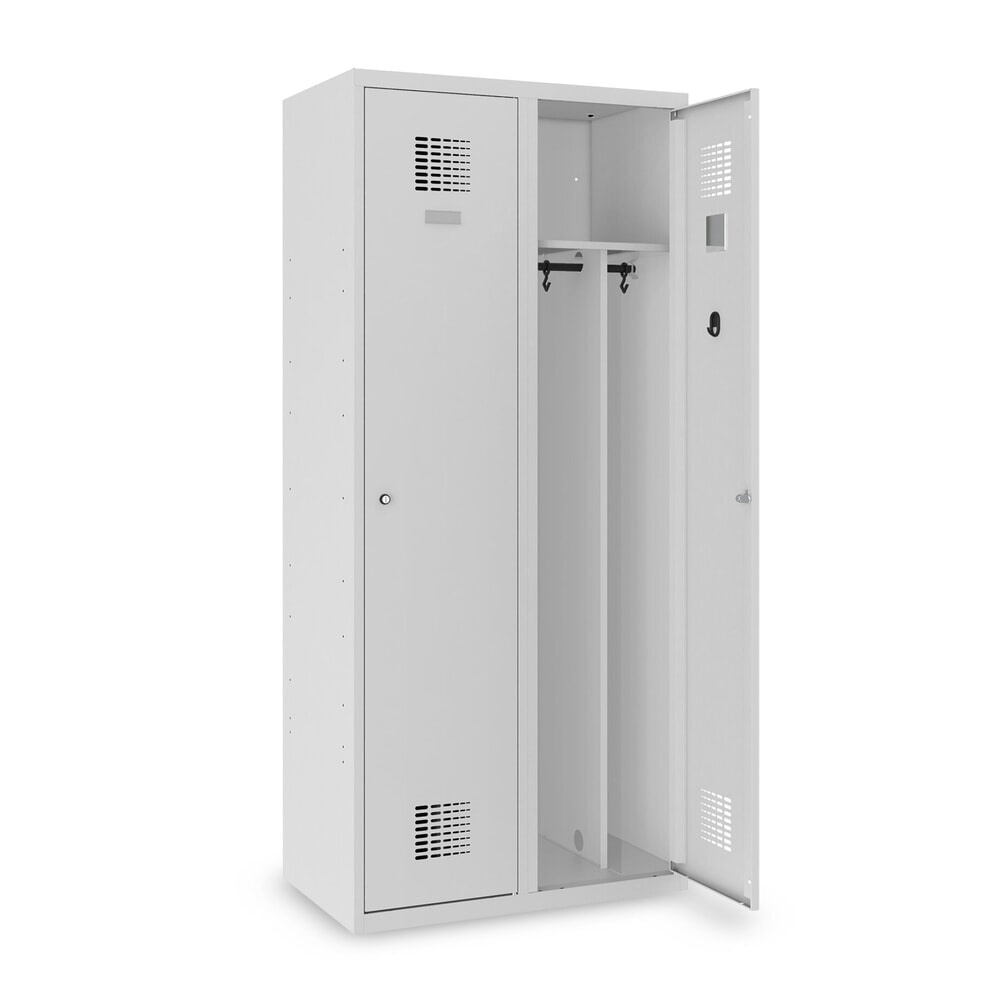 Immagine del prodotto n. 9: Armadietto Steinbock® con base, 2 scomparti, divisorio centrale, serratura a cilindro, AxLxP 1.800 x 800 x 500 mm, grigio chiaro/grigio antracite