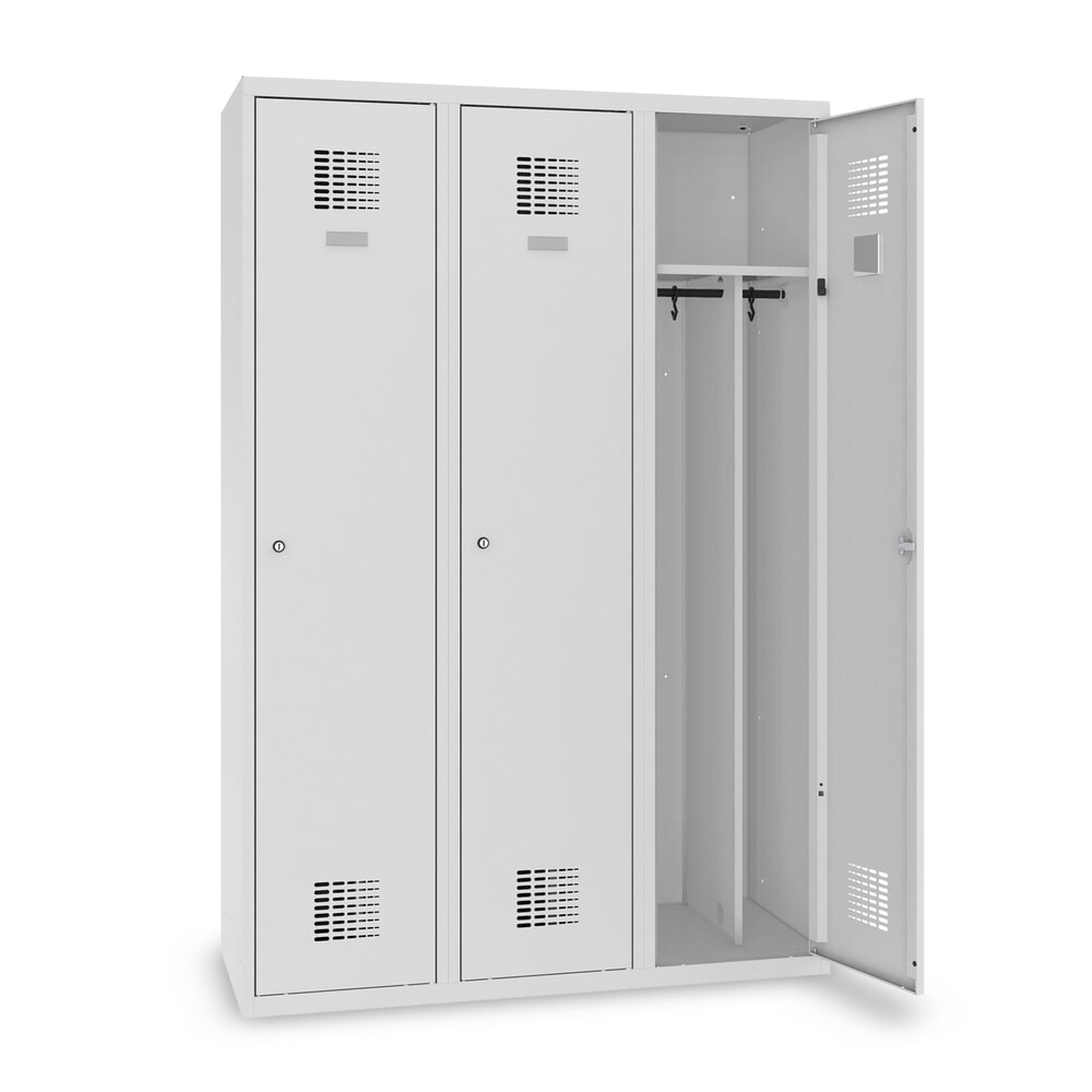 Immagine del prodotto n. 10: Armadietto Steinbock® con base, 3 scomparti, divisorio centrale, chiusura a chiavistello, AxLxP 1.800 x 1200 x 500 mm, grigio chiaro/grigio antracite