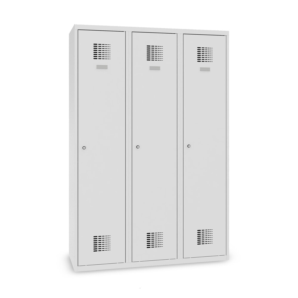 Immagine del prodotto: Armadietto Steinbock® con base, 3 scomparti, divisorio centrale, serratura a cilindro, AxLxP 1.800 x 1200 x 500 mm, grigio chiaro/grigio antracite