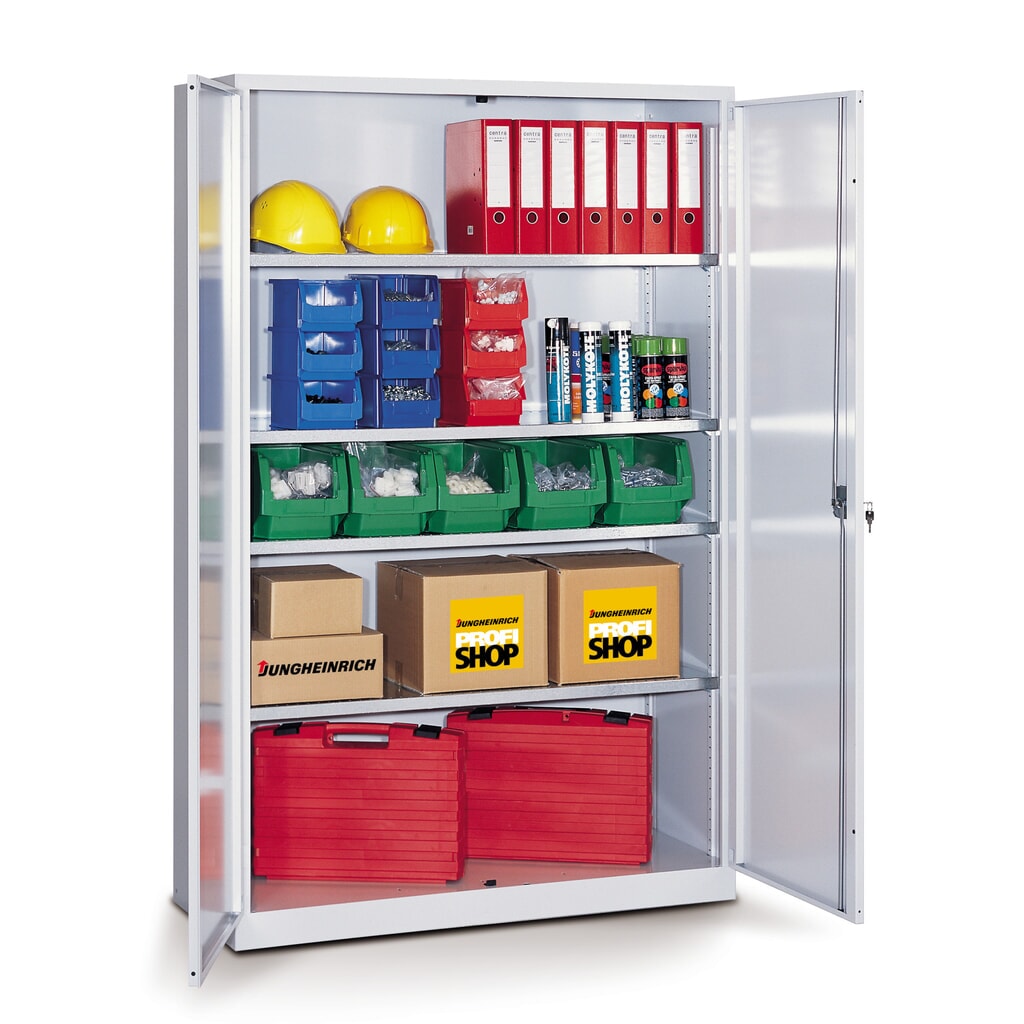 Armadio ad ante battenti con 4 ripiani zincati, HxLxP 1.950 x 1.250 x 400 mm, grigio chiaro, Rosso rubino Immagine del prodotto: Armadio ad ante battenti con 4 ripiani zincati, HxLxP 1.950 x 1.250 x 400 mm, grigio chiaro, Rosso rubino