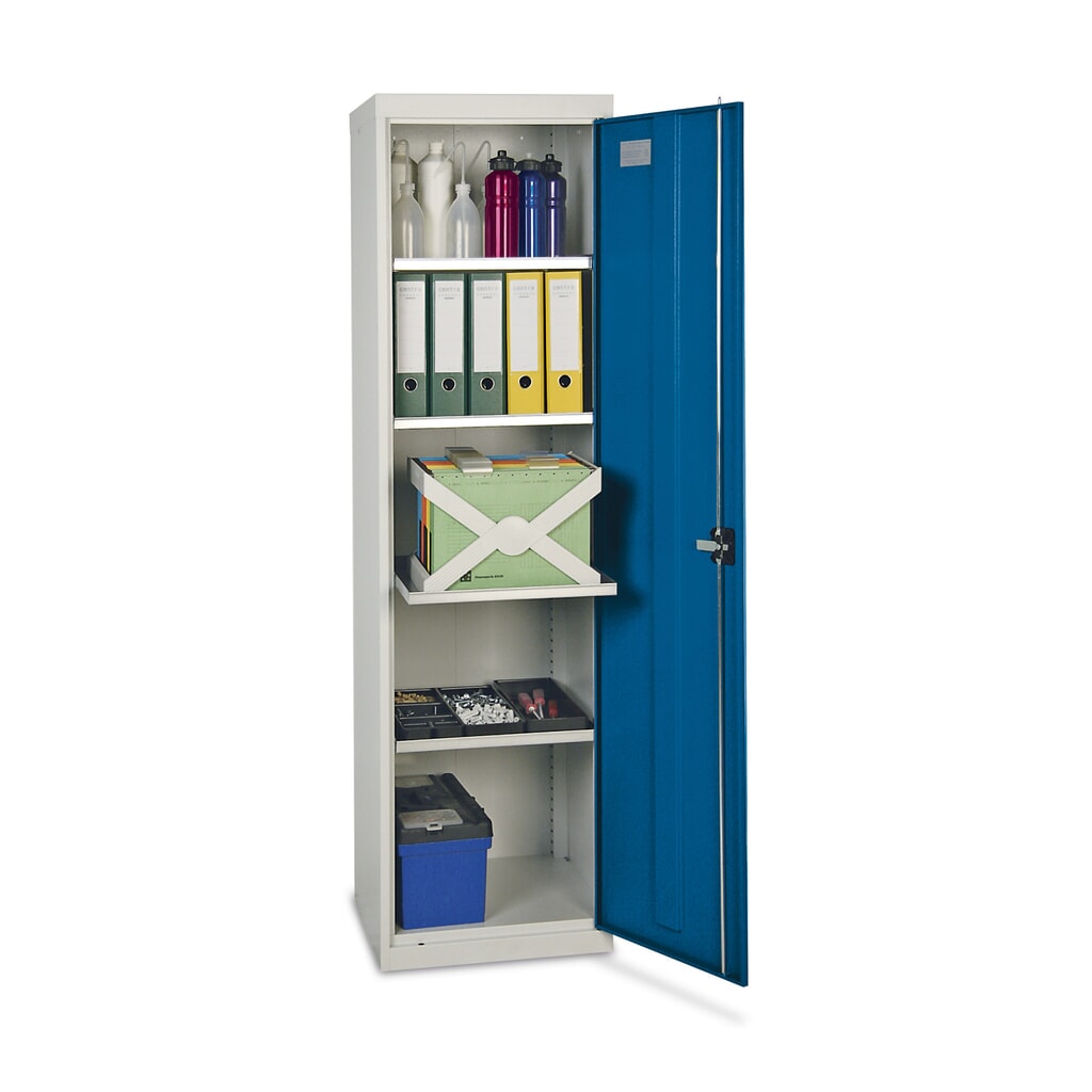 Armadio ad ante battenti da officina stumpf® con 4 vaschette, AxLxP 1.800 x 500 x 500 mm, grigio chiaro/blu genziana Immagine del prodotto: Armadio ad ante battenti da officina stumpf® con 4 vaschette, AxLxP 1.800 x 500 x 500 mm, grigio chiaro/blu genziana