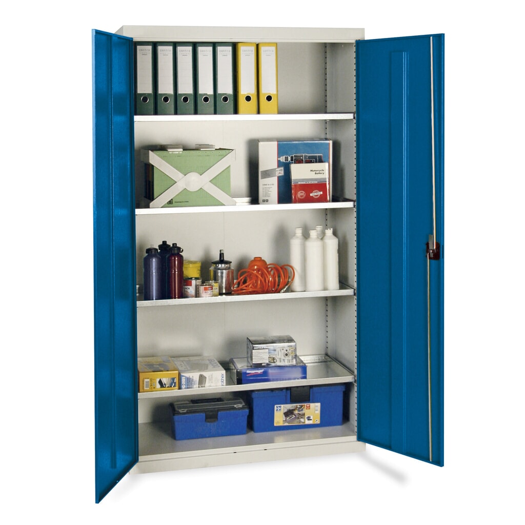 Immagine del prodotto: Armadio ad ante battenti da officina stumpf® con 4 vaschette, AxLxP 1.800 x 1.000 x 500 mm, grigio chiaro