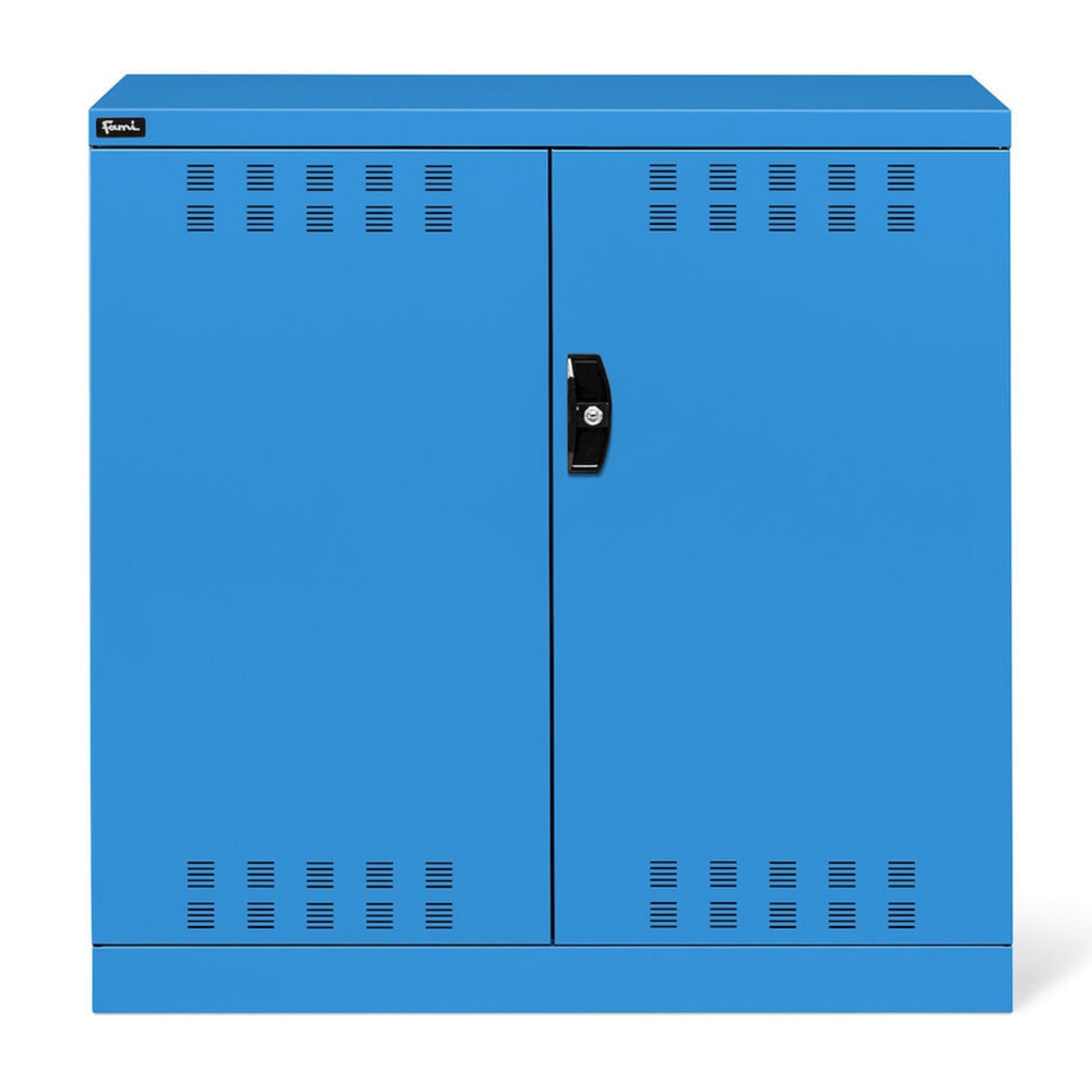 Immagine del prodotto n. 2: Armadio con ante a battente Fami PERFOM, 2 ripiani, ante a battente forate, AxLxP 1.000 x 1.023 x 555 mm, azzurro