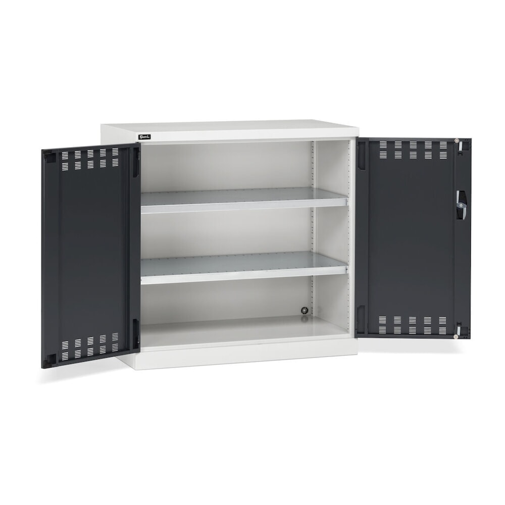 Immagine del prodotto n. 3: Armadio con ante a battente Fami PERFOM, 2 ripiani, ante a battente forate, AxLxP 1.000 x 1.023 x 555 mm, grigio chiaro, antracite