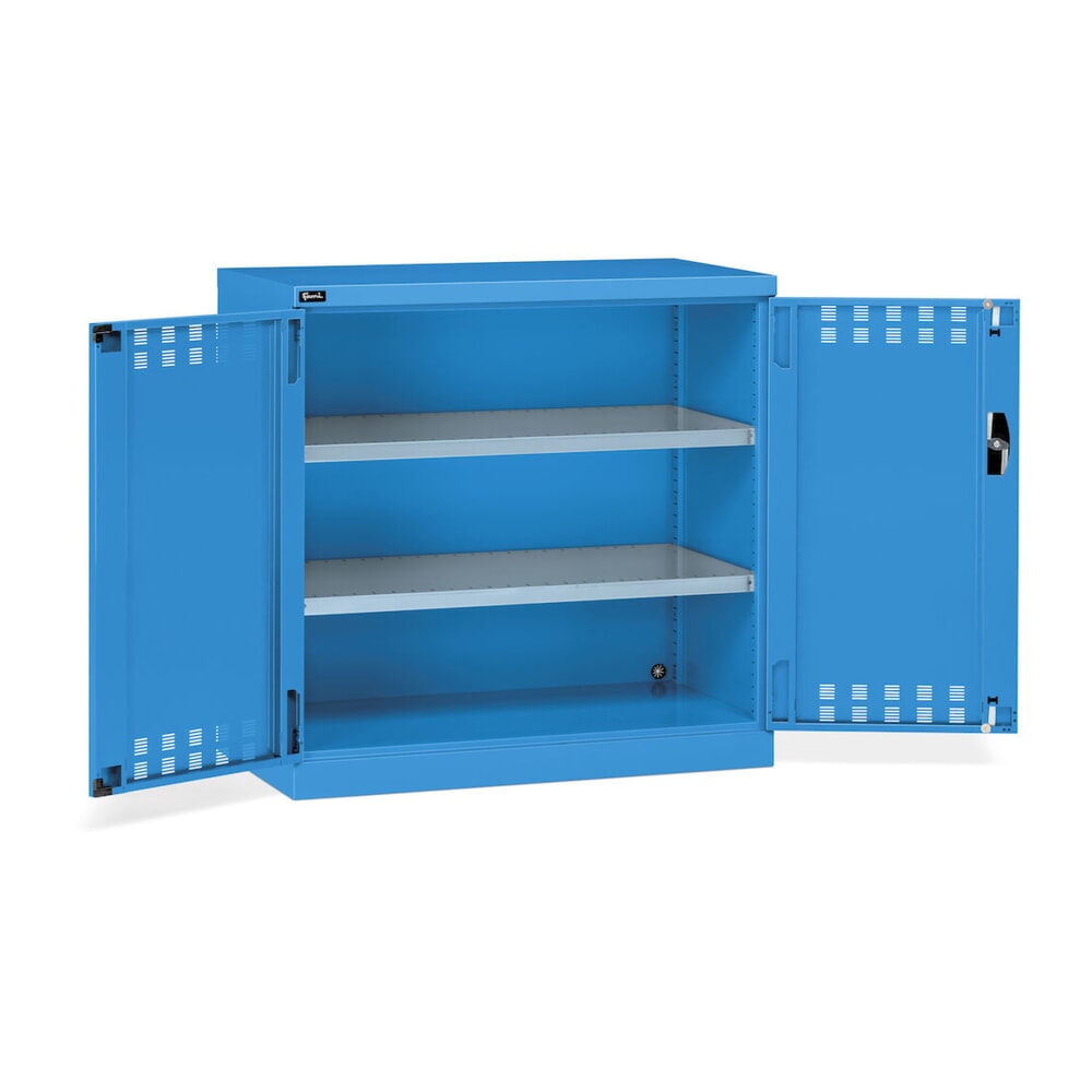Immagine del prodotto n. 3: Armadio con ante a battente Fami PERFOM, 2 ripiani, ante a battente forate, AxLxP 1.000 x 1.023 x 555 mm, azzurro